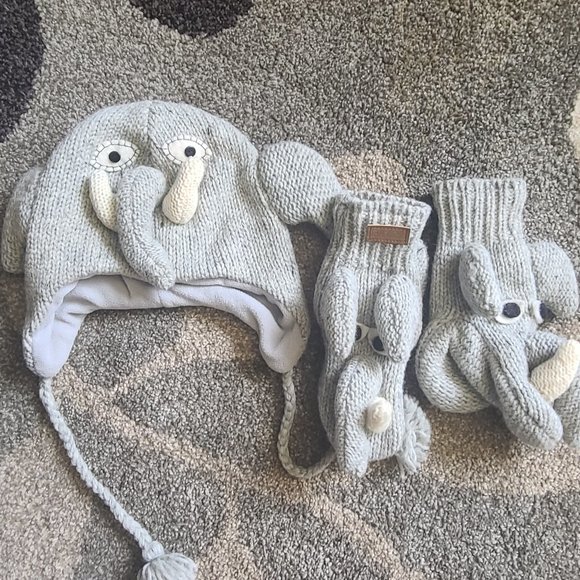 Balta Wool Elephant Hat and Mittens - Picture 1 of 2